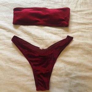 Red Velvet Bikini Bathing Suit